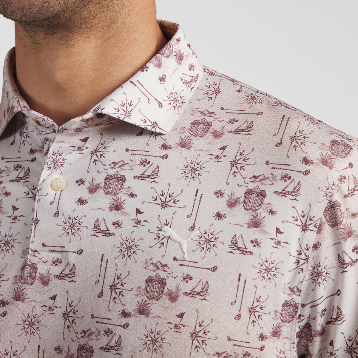Puma Golf Exclusive - CLOUDSPUN Coastal Claret Golf Polo